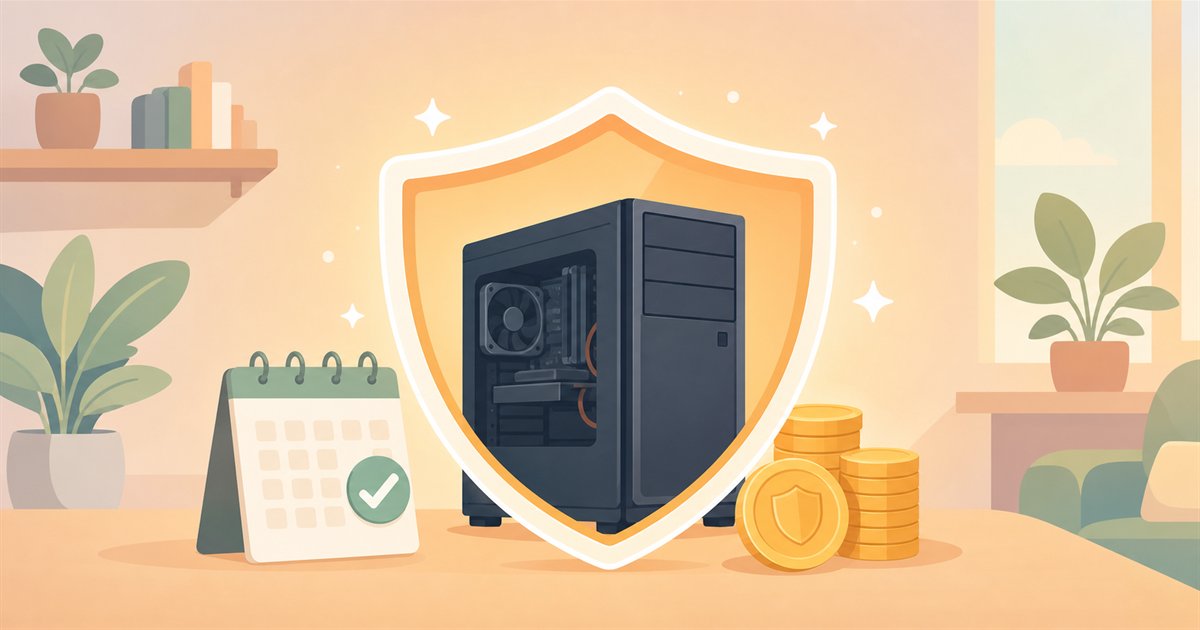 PCを守る延長保証と実質コストのイメージ