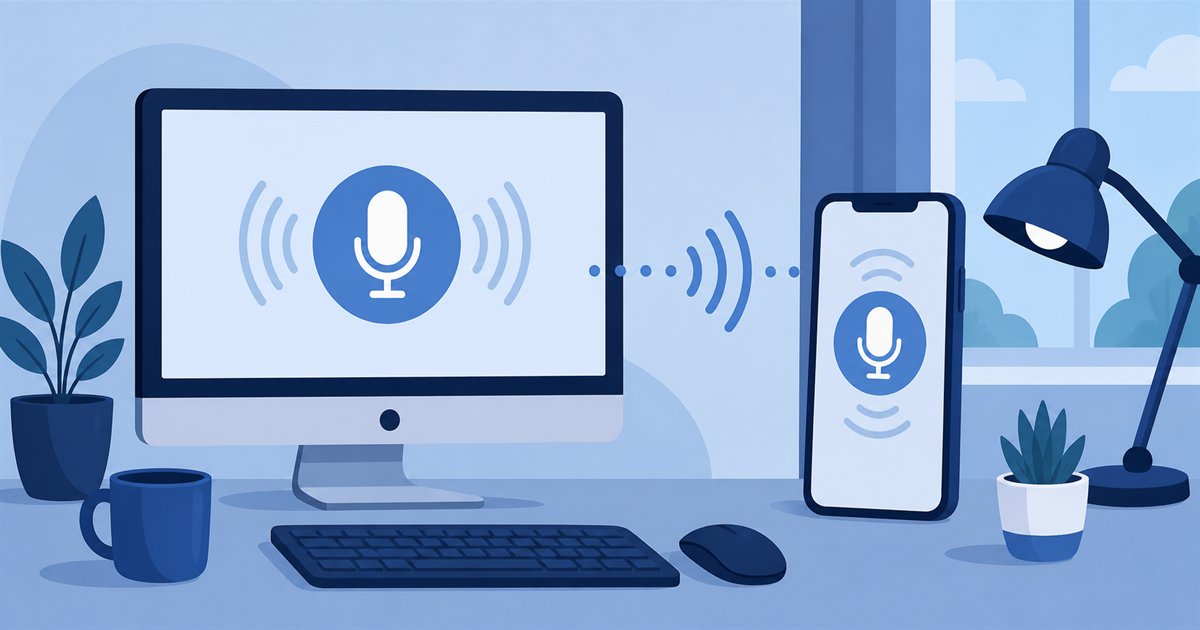 ChatGPT VoiceでノートPCとスマートフォンに話しかけるイメージ