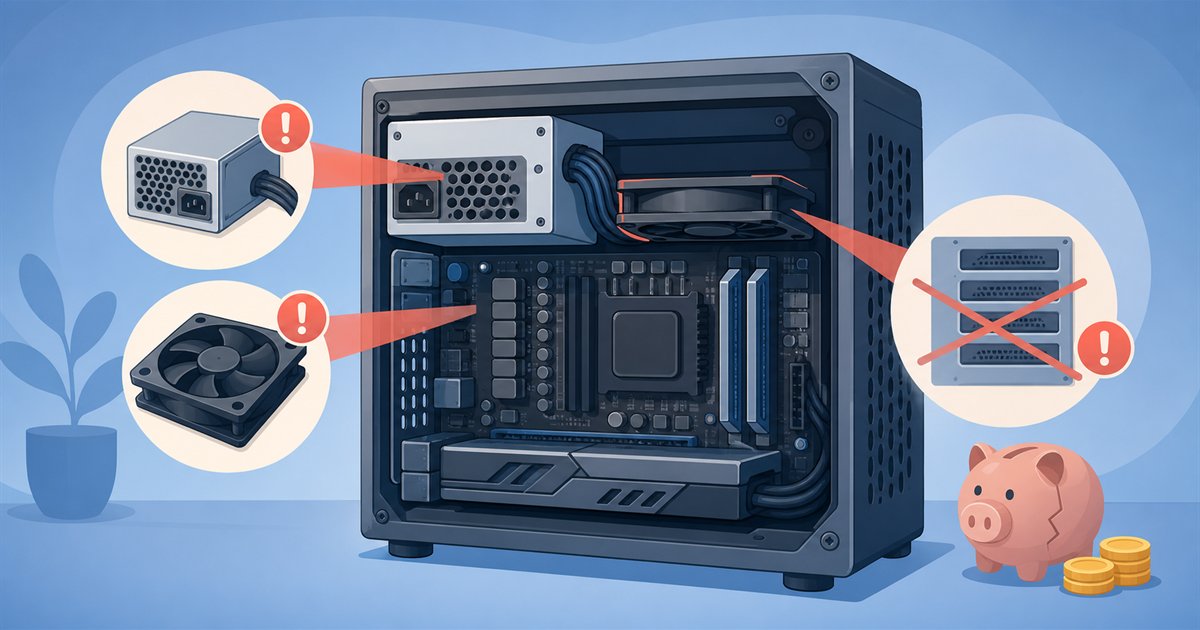 電源や冷却などスペック表に載らないパーツが削られているイメージ