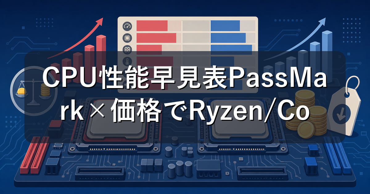 CPU性能早見表【2026年】PassMark×価格でRyzen/Core比較