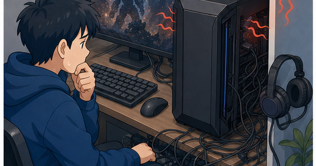 デスクトップPCの確認手順を表すイメージ