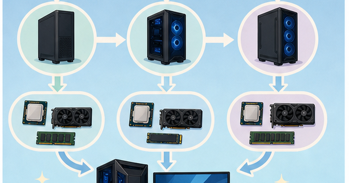 デスクトップPCで次の行動を決めるイメージ