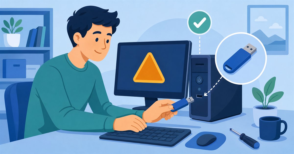 エラー発生時にインストールメディアで対処するイメージ