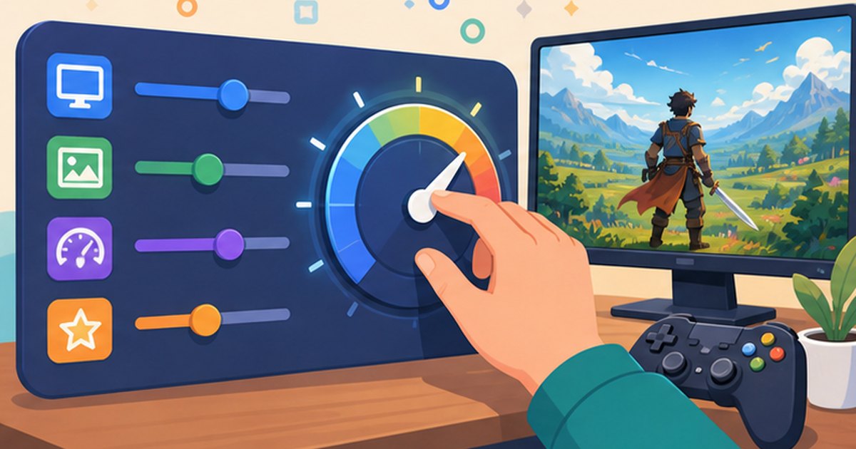 ゲームの設定画面でDLSSの品質モードを調整するイメージイラスト