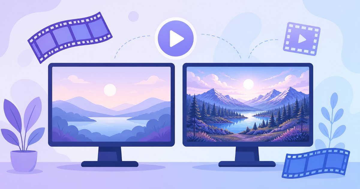 フルHDと4Kの解像度の違いを比較するモニターのイメージイラスト