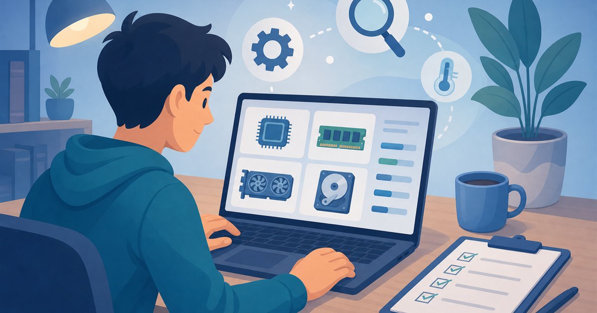 自分のパソコンのスペックを確認する3ステップのイメージ