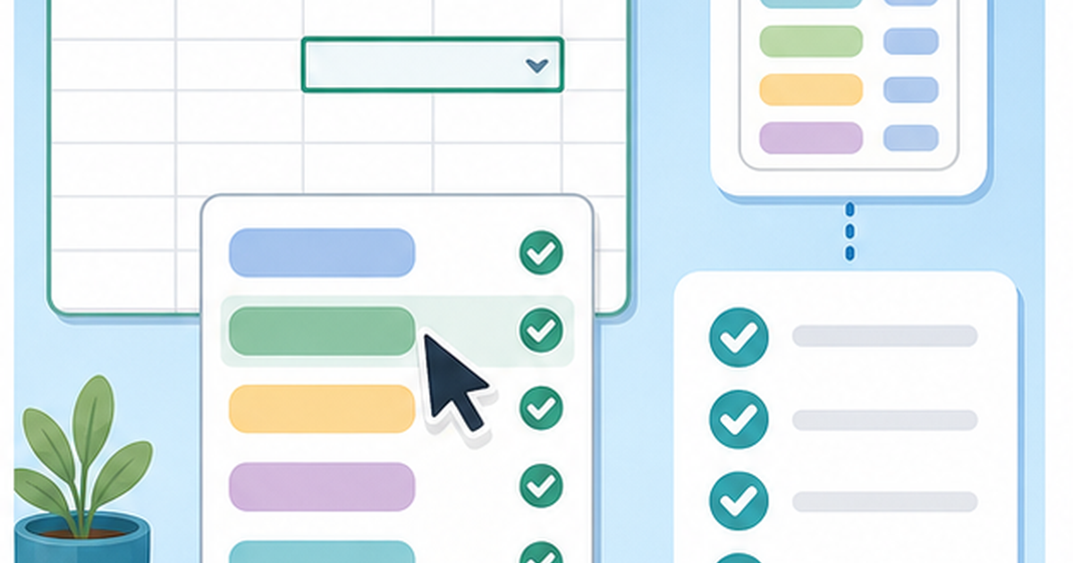 Excel プルダウンの基本を確認するイメージ