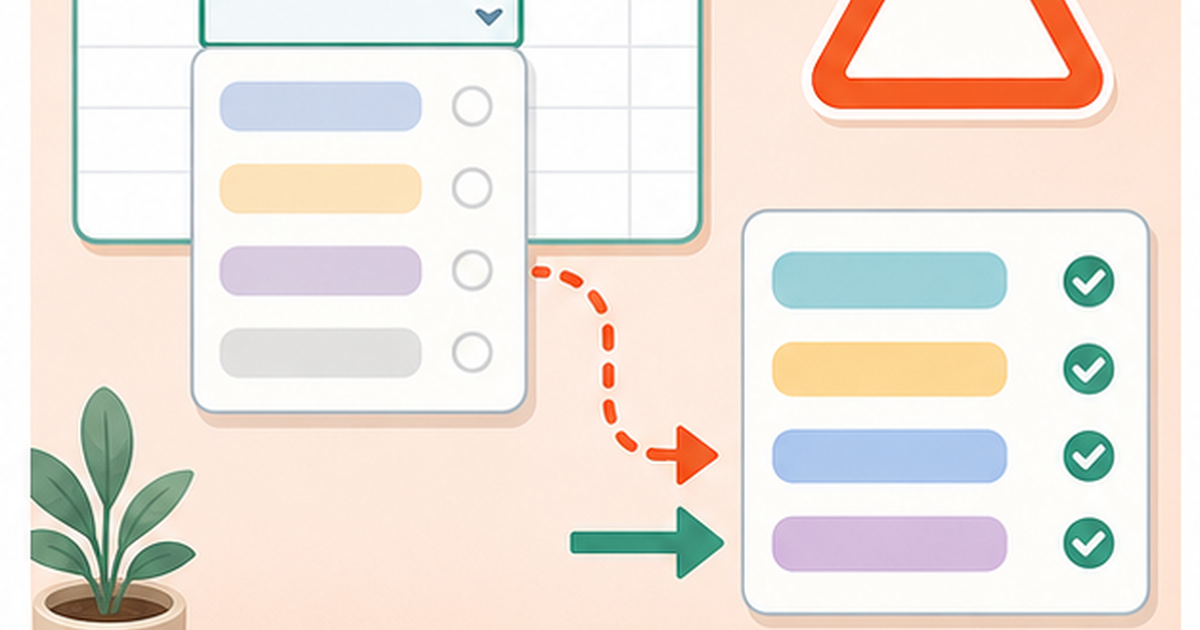 Excel プルダウンを順番に確認するイメージ
