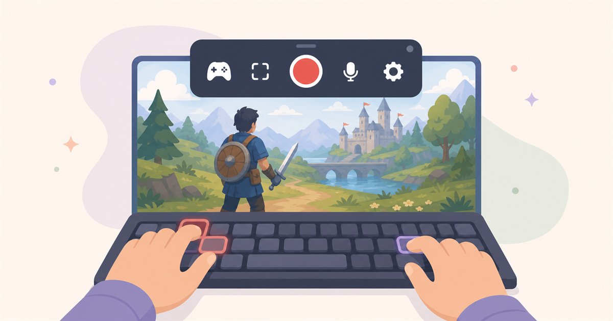 Windows標準のゲームバーをショートカットで呼び出して録画するイメージ