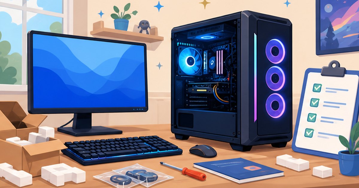 ゲーミングPCの初期設定チェックリストのイメージイラスト