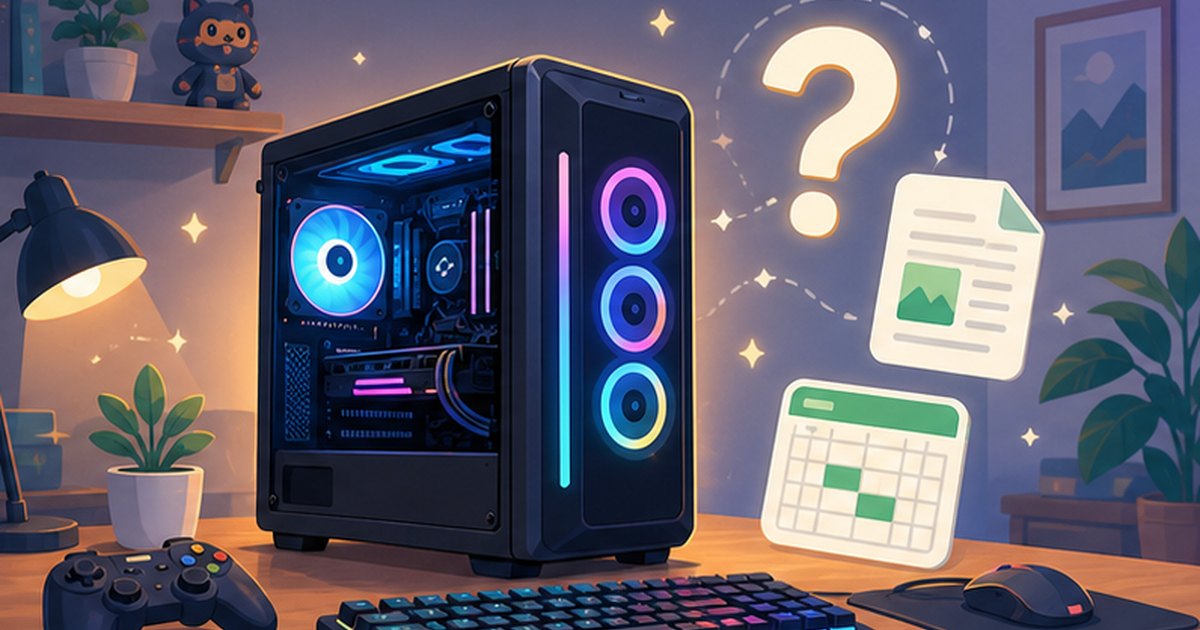 ゲーミングPCにOfficeが必要かどうか迷っているイメージ
