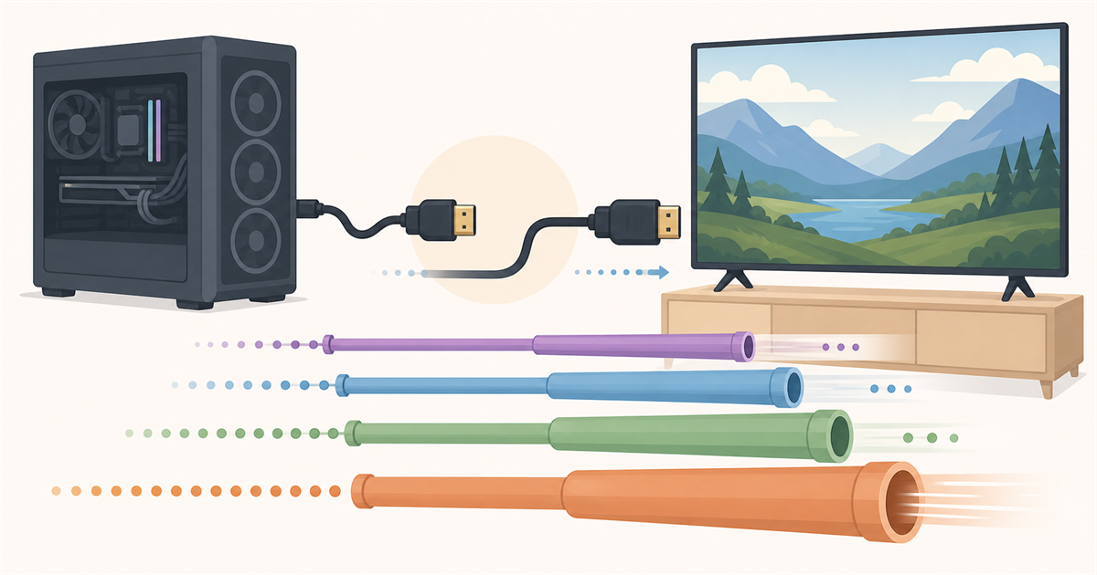 HDMIの規格による帯域と対応解像度の違いを表したイラスト