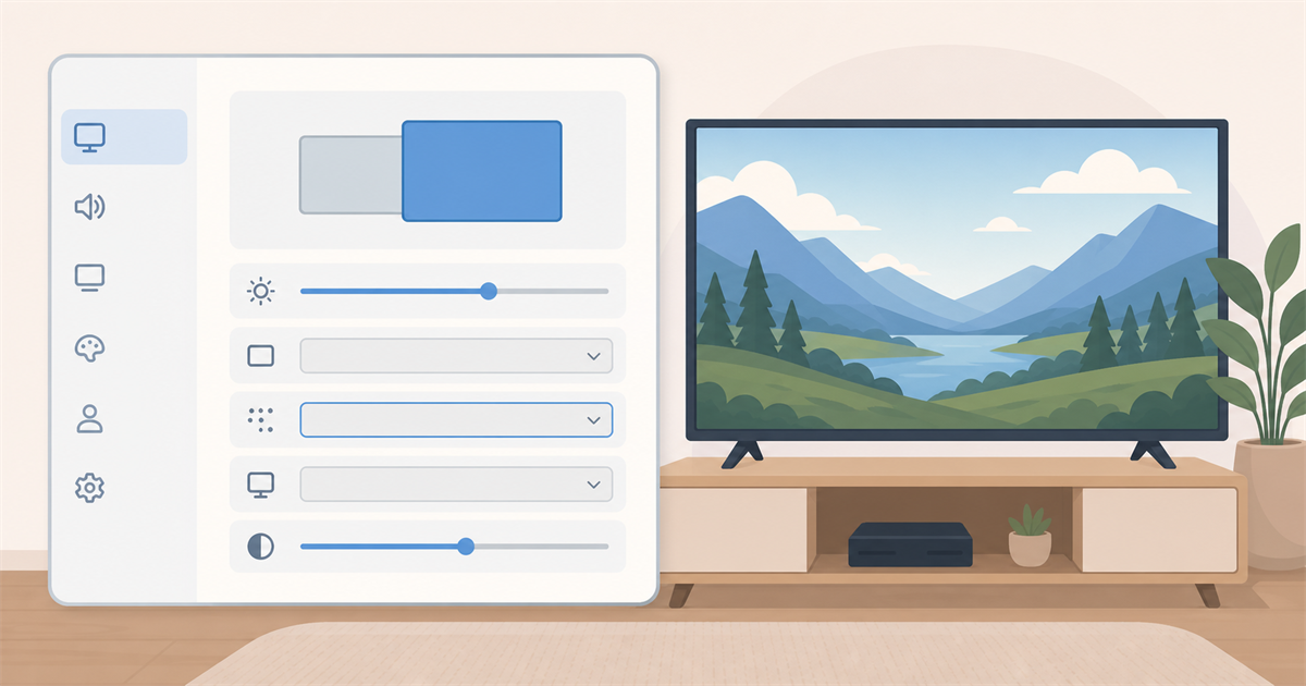 Windowsの解像度とリフレッシュレートの設定画面を表したイラスト