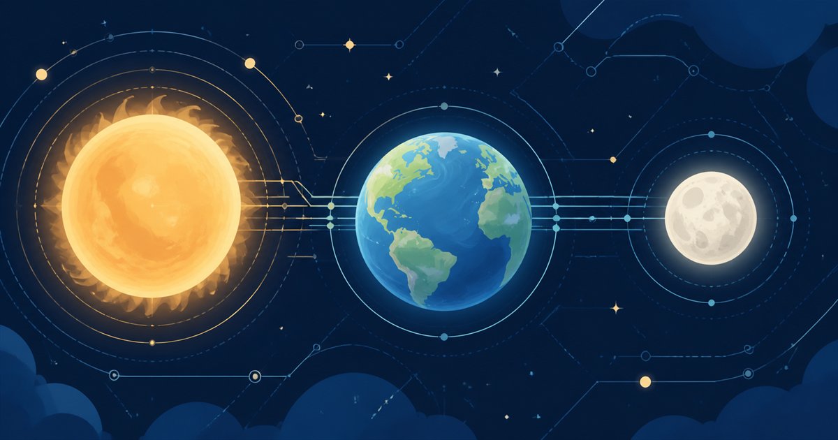 Sol・Terra・Lunaの3階層をイメージした3つの光る球のイラスト