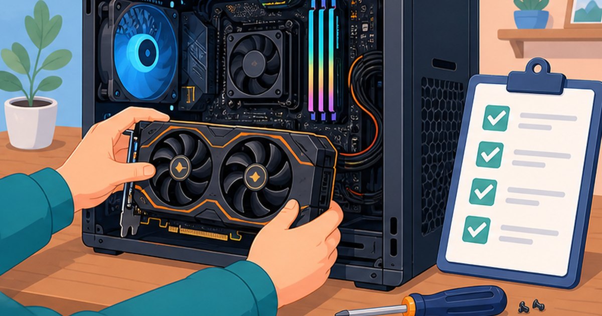デスクトップPCにグラボを取り付けるイメージ