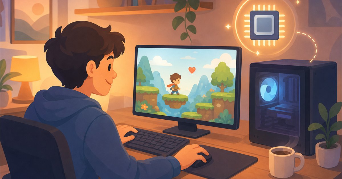 グラボなしのパソコンでも内蔵GPUでゲームを楽しめるイメージ