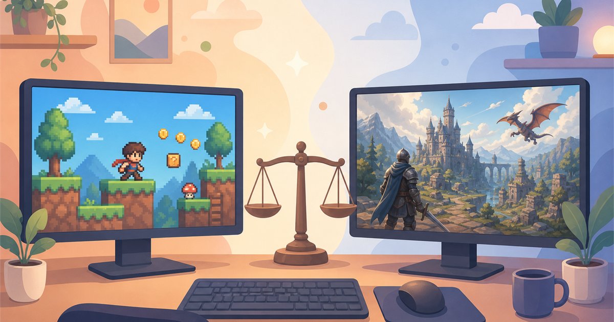 内蔵GPUで快適に遊べるゲームと厳しいゲームを比較するイメージ