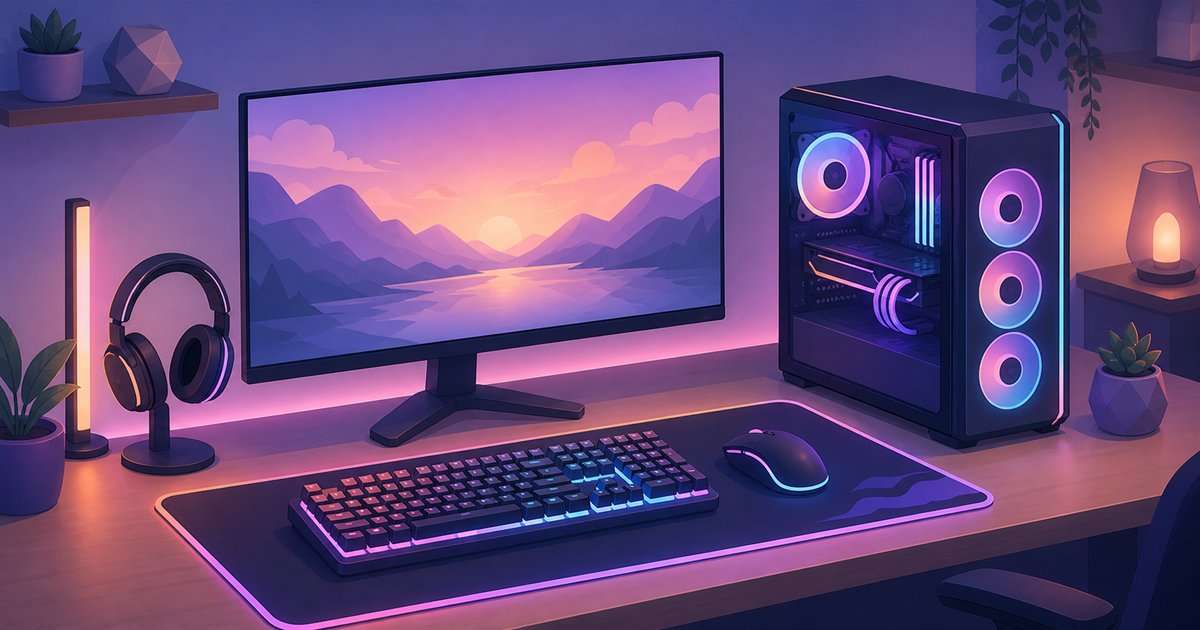 PC本体とキーボード・マウスの色を統一したデスク全体のイメージ