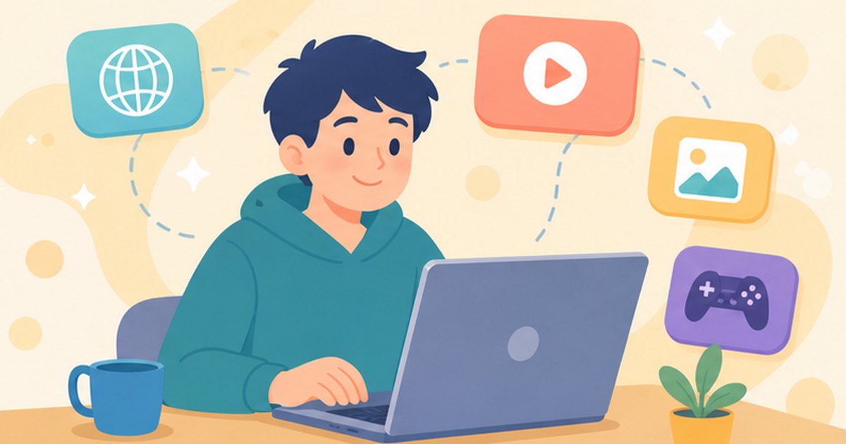 Intel Arc Graphicsで快適にできる用途をイメージしたイラスト