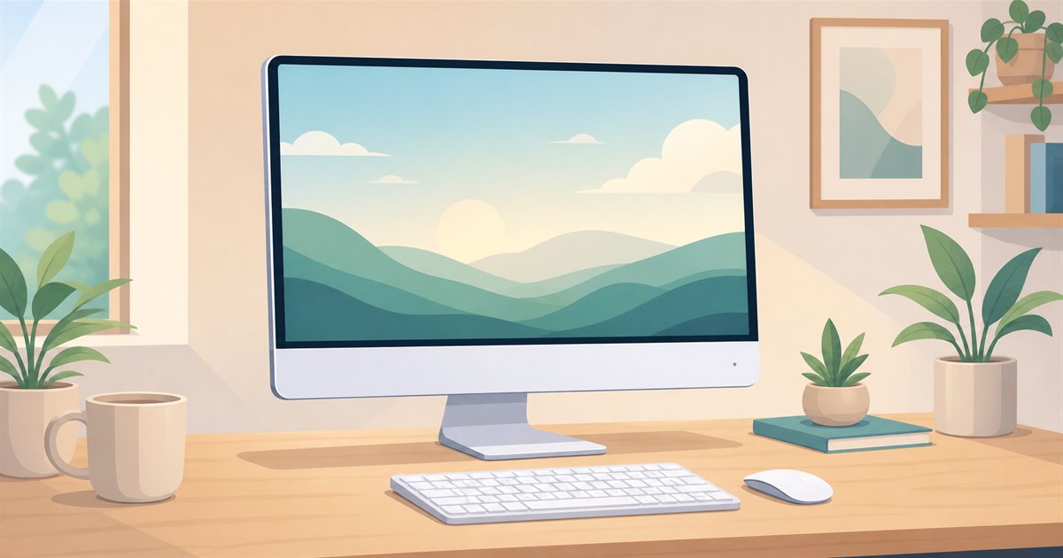 モニター一体型のスリムなデスクトップPCのイメージ