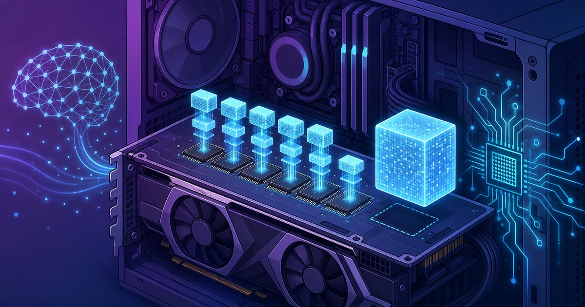 グラフィックボードのメモリにデータのブロックが収まっていくイメージ
