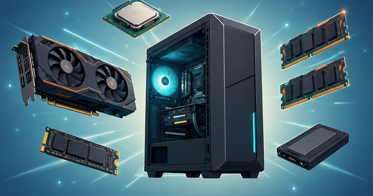 ゲーミングPCの主要パーツを表したイメージイラスト