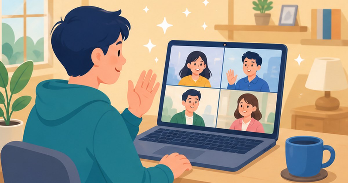 NPUを活用したWeb会議の背景ぼかしのイメージイラスト