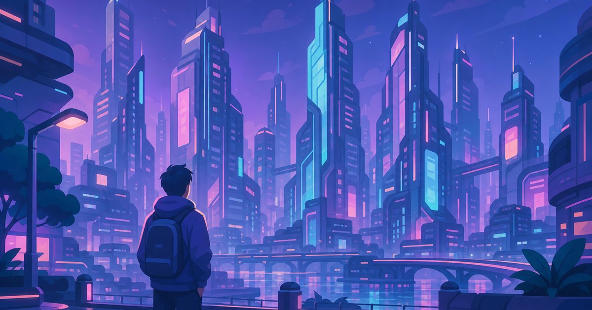 夜のネオン都市が舞台のオープンワールドRPGのイメージ