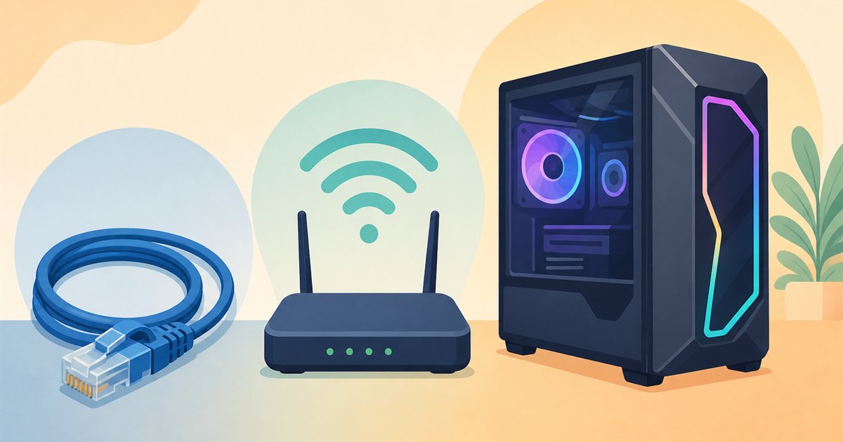 有線LANケーブルとWi-Fiルーターを比較するイメージ