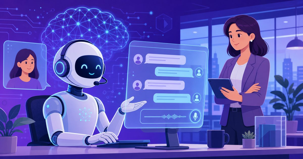 企業の問い合わせ窓口でAIと人が連携するイメージ