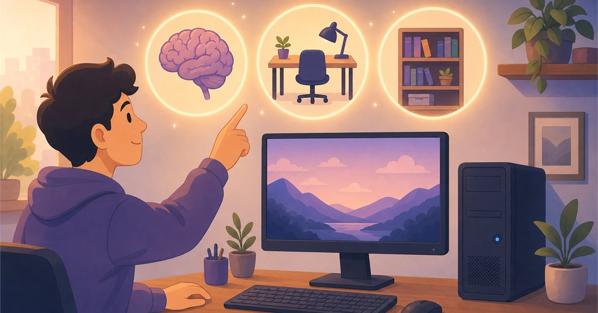CPU・メモリ・ストレージの3つのポイントを表すイメージイラスト