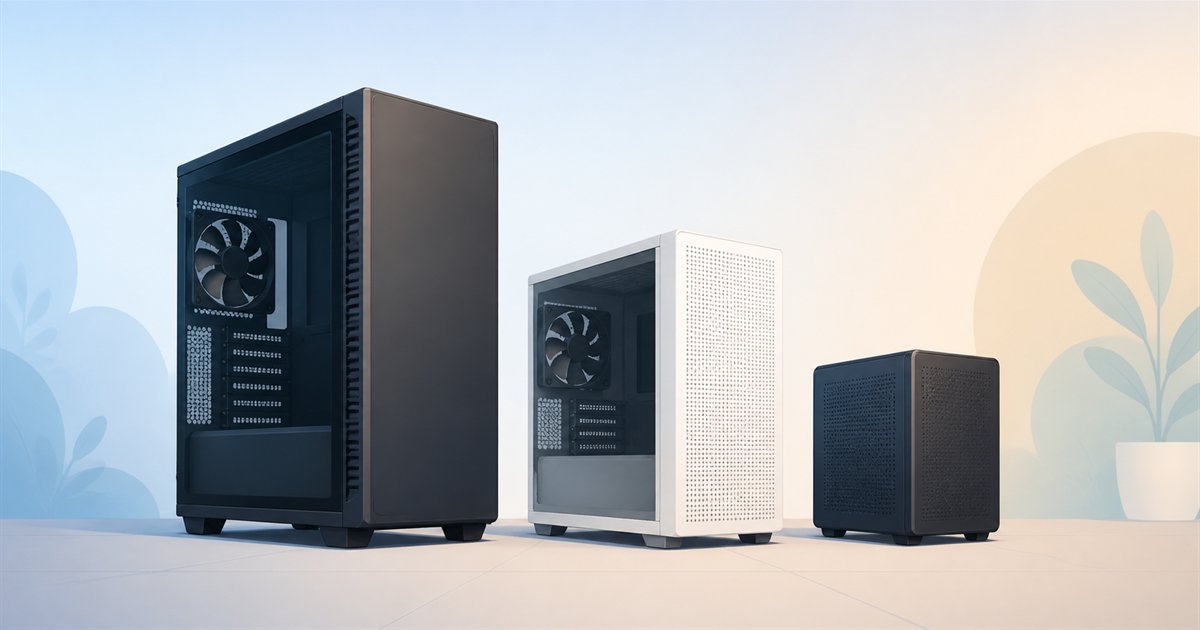 大中小3サイズのPCケースが並ぶイメージ