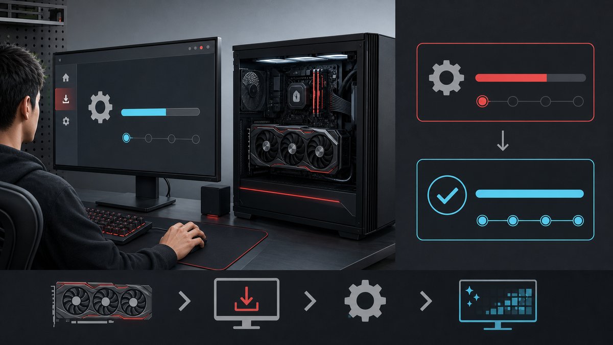グラフィックボードのドライバーを更新して新機能を有効化するイメージ