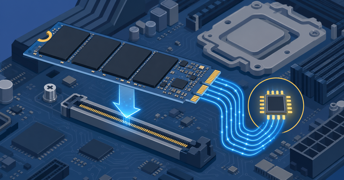 PCIe 4.0対応M.2 SSDとHMBの仕組みを示すイメージ