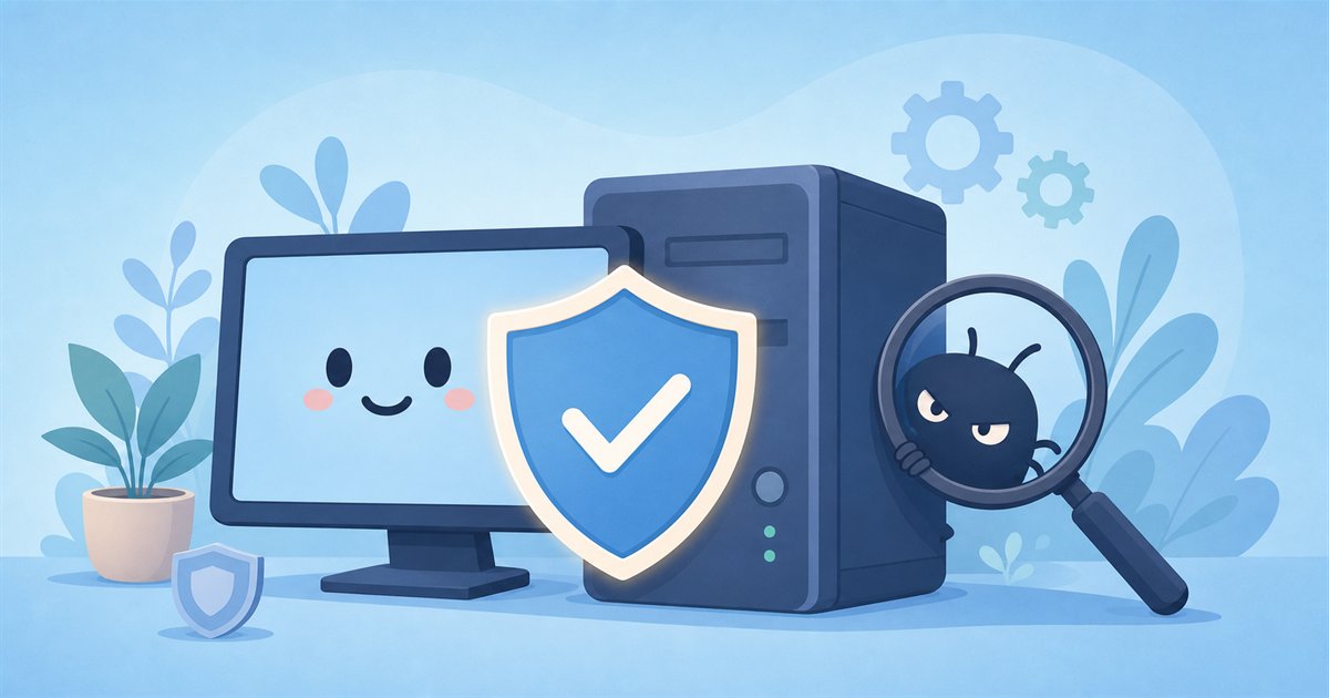 ウイルスや不正アプリをチェックして安全を守るイメージ