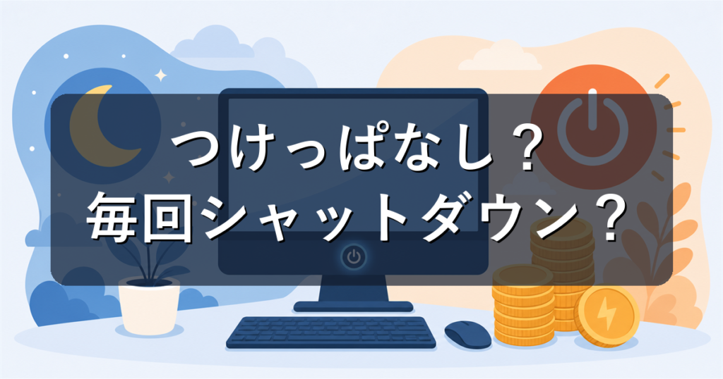 パソコンはつけっぱなし？毎回シャットダウン？寿命と電気代で解説