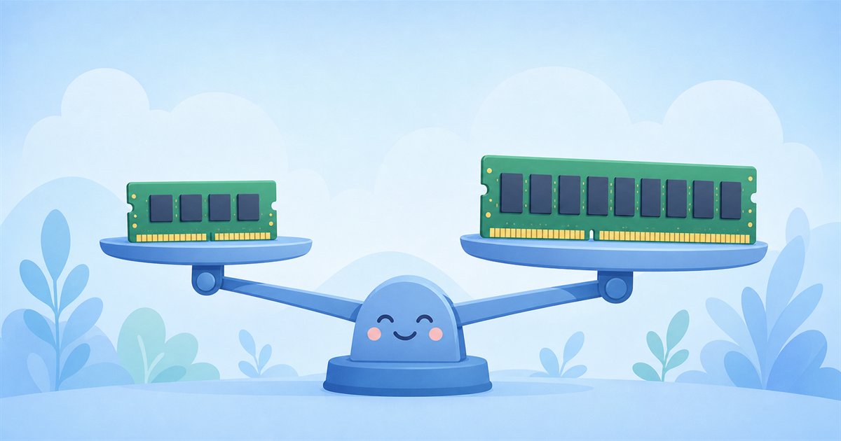 16GBと32GBのメモリを比べて選ぶイメージ