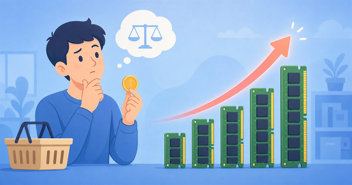 メモリ価格の高騰で慎重に選ぶイメージ