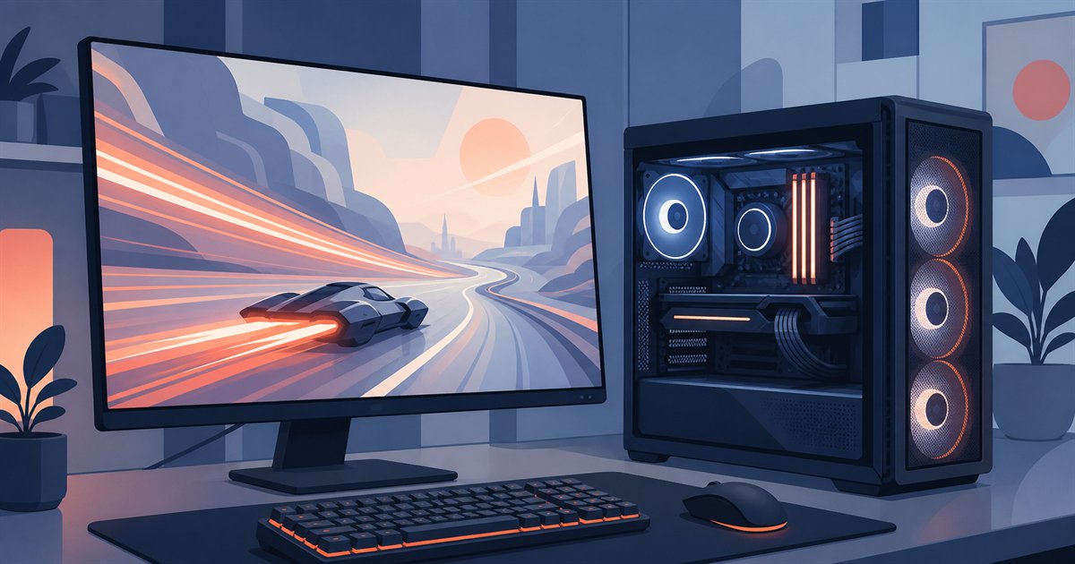 フルHD・WQHDで快適に動くゲーミングPCのイメージイラスト