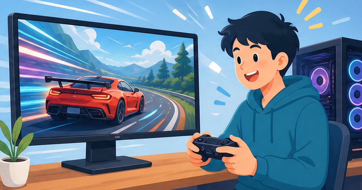 キャッシュ増量でゲームがなめらかに動くことを表すイメージイラスト