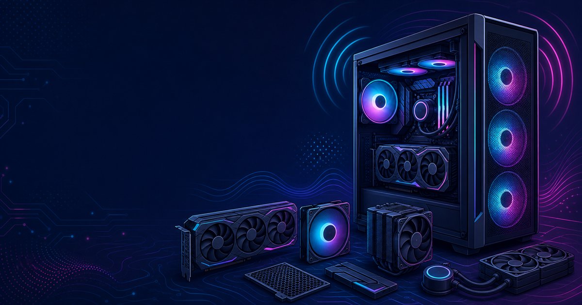 ゲーミングPCの騒音源(冷却ファン)のイメージイラスト