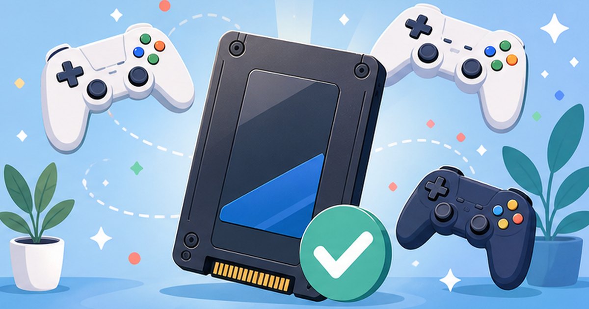 1TBのSSDでゲームに十分足りることを表すイメージイラスト