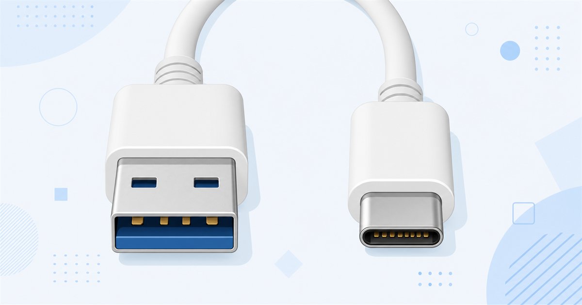 USB-AとUSB-Cのコネクタ形状を比較したイラスト