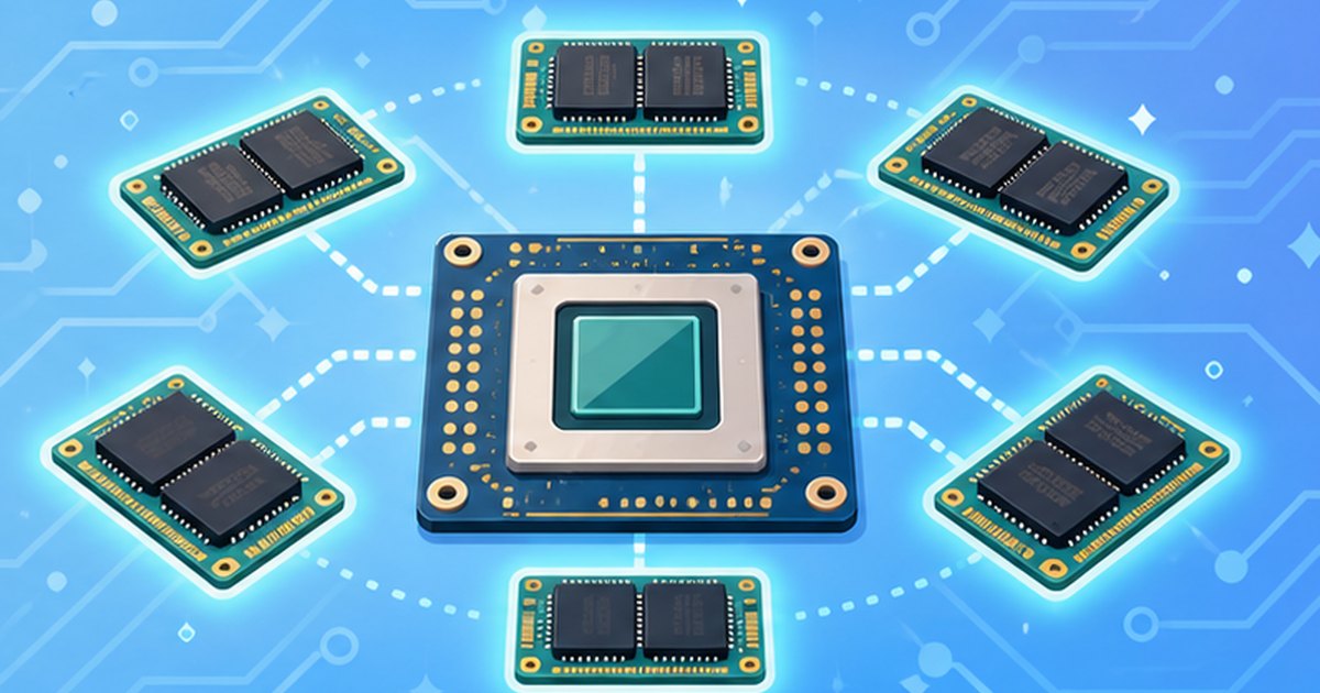 グラフィックボードに搭載されたVRAM（映像専用メモリ）のイメージイラスト