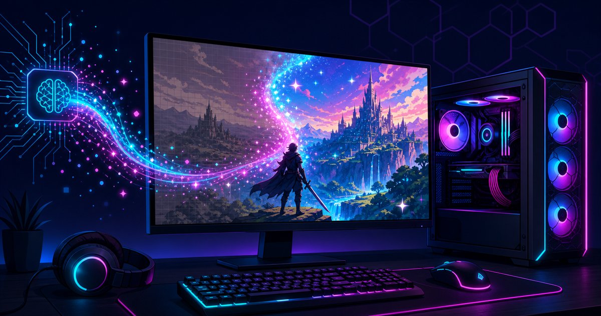 DLSS・FSRによるアップスケーリングをイメージしたイラスト