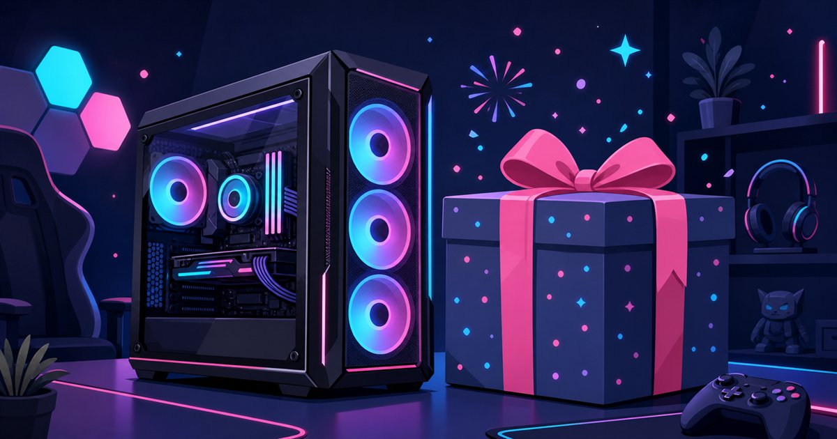 ゲーミングPCをプレゼントするイメージ