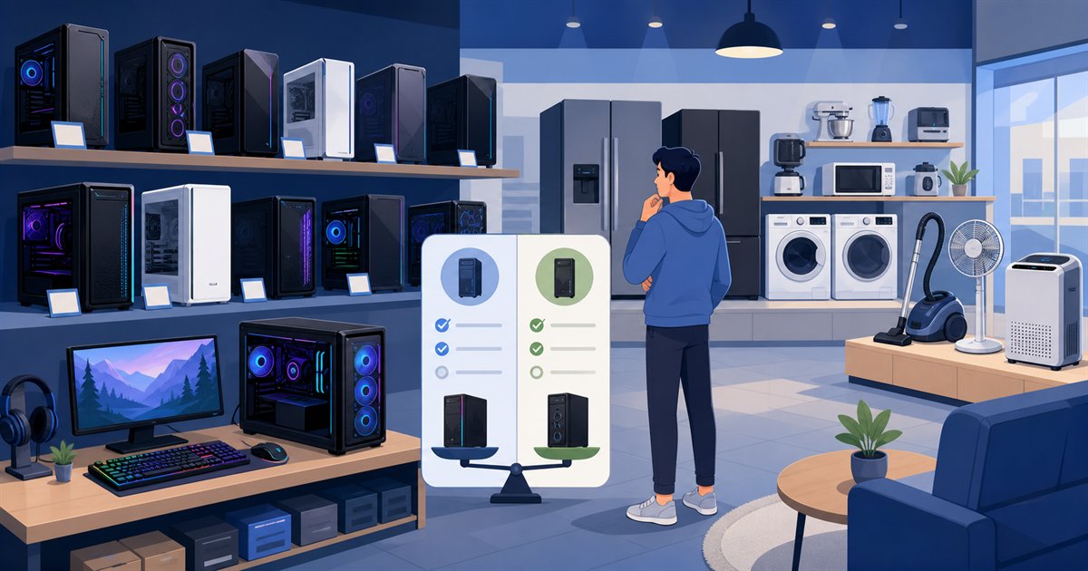 家電量販店のゲーミングPC売り場のイメージ