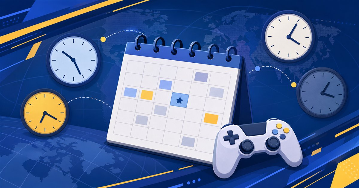 gamescom 2026の開催日程と日本時間の対応を示す早見表のイメージ