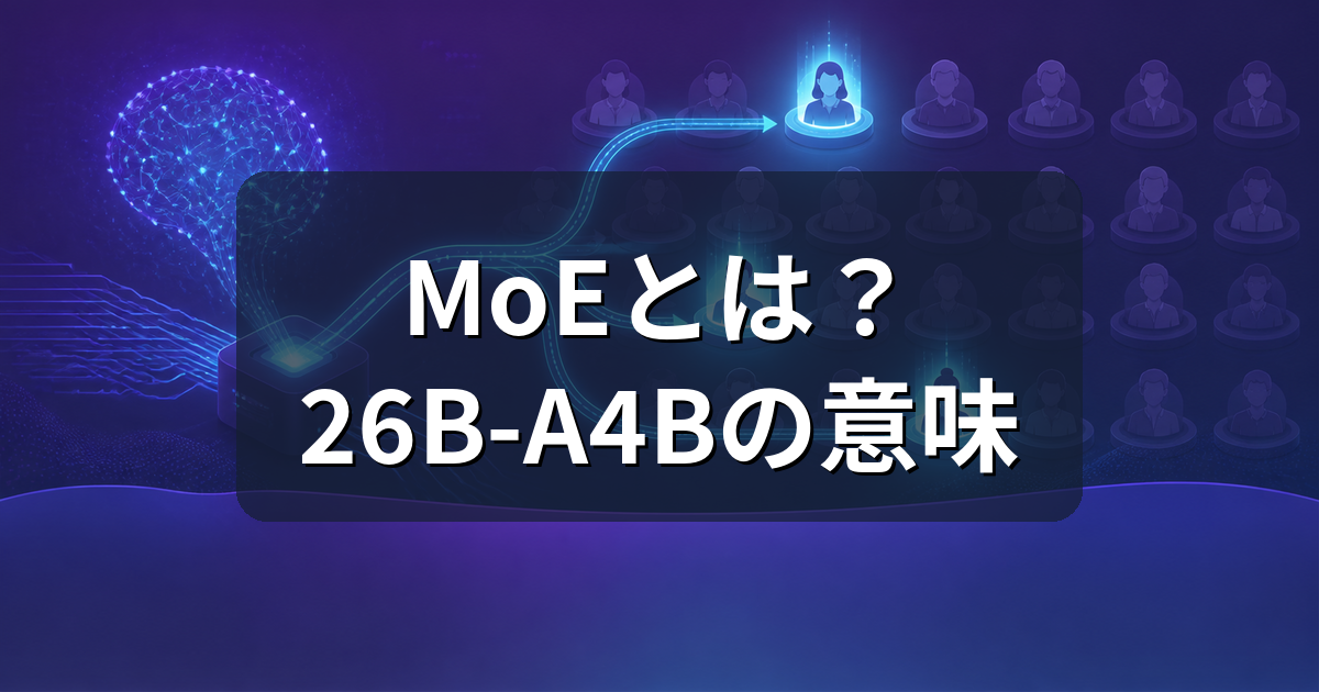 MoEとは?AIモデルの「26B-A4B」表記の意味を初心者向けに解説
