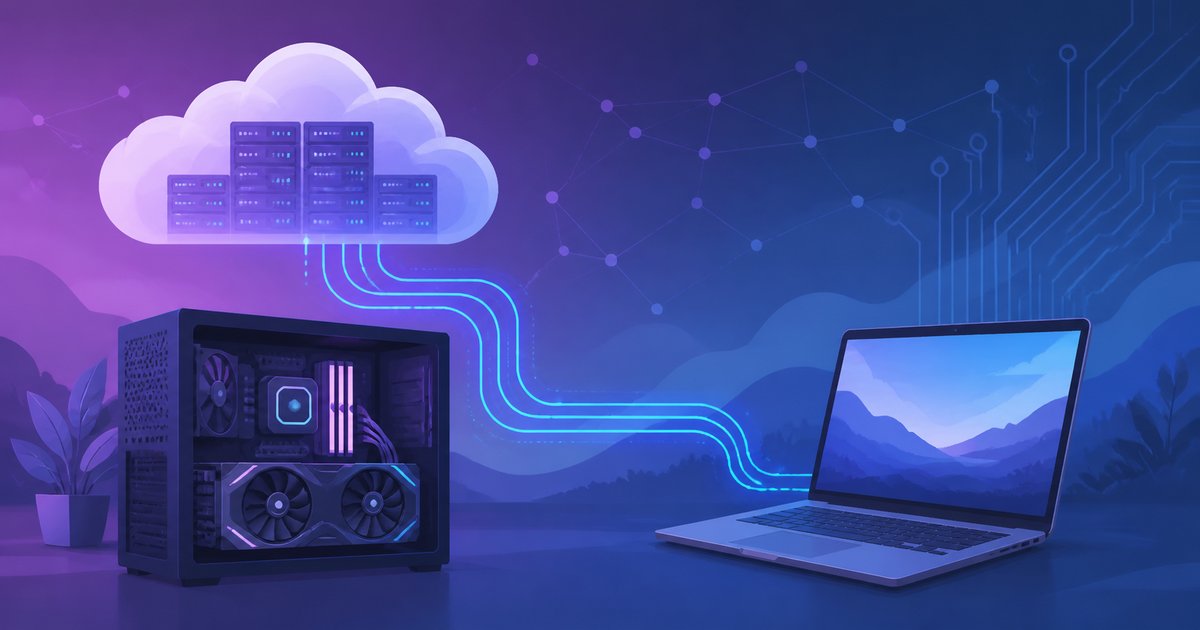 クラウドで動くAIと手元のPCで動かすAIの違いのイメージ